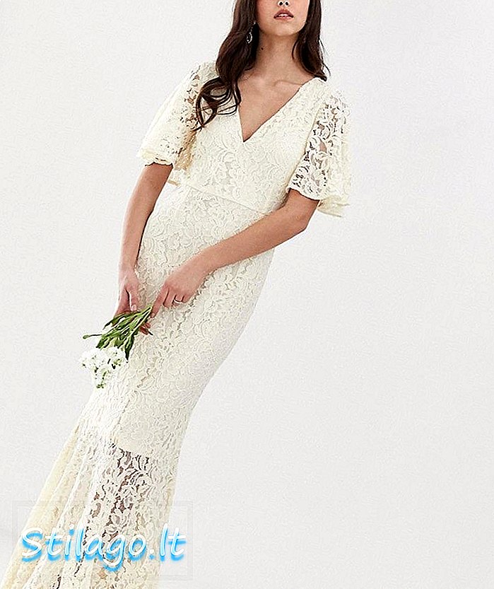 Y. Pernikahan renda gaun fishtail-Putih