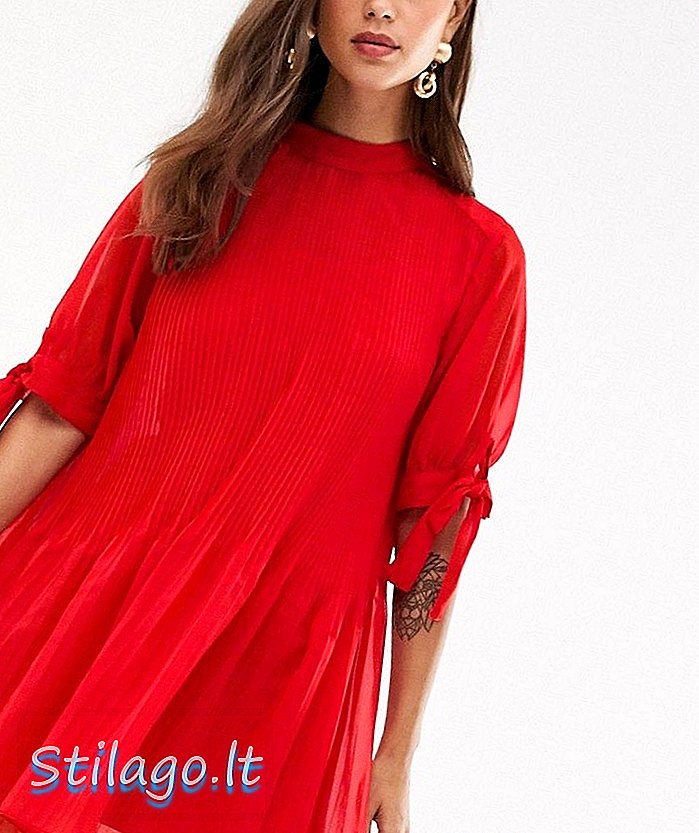 ASOS ڈیزائن نے ٹائی آستین-سرخ کے ساتھ ٹراپیز منی لباس کی خوشنودی کی