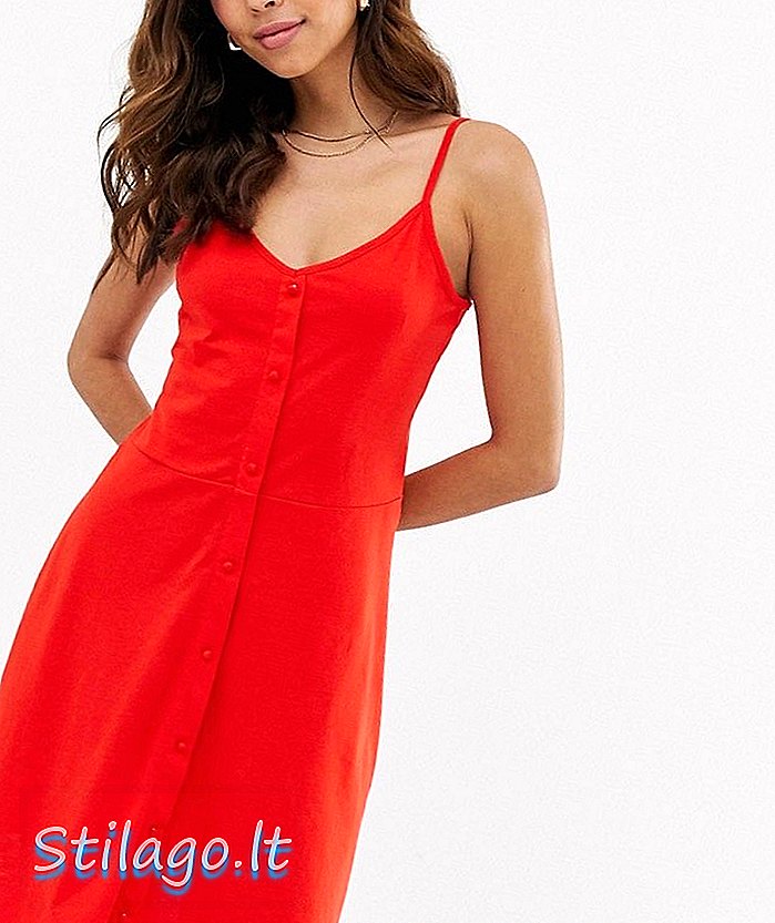 Vero Moda knappdetalj cami mini klänning-Röd