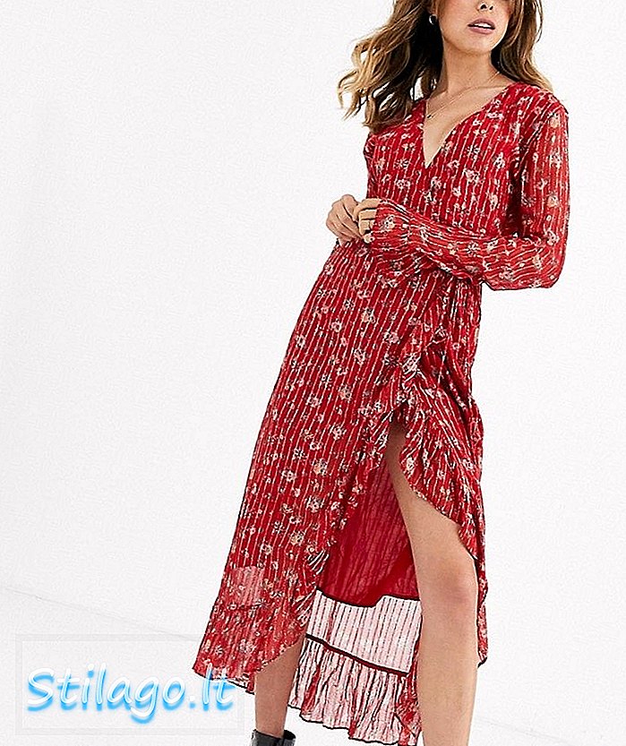 Robe midi fleurie Leon & Harper Rapsodie-Rouge