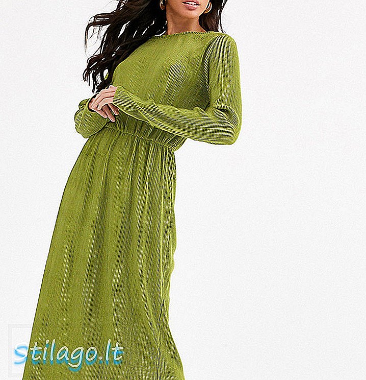 Гламурное платье миди Tall в плиссе зеленого цвета