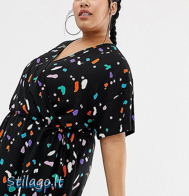 Vestido cruzado con pliegues COLLUSION Plus estampado-Negro