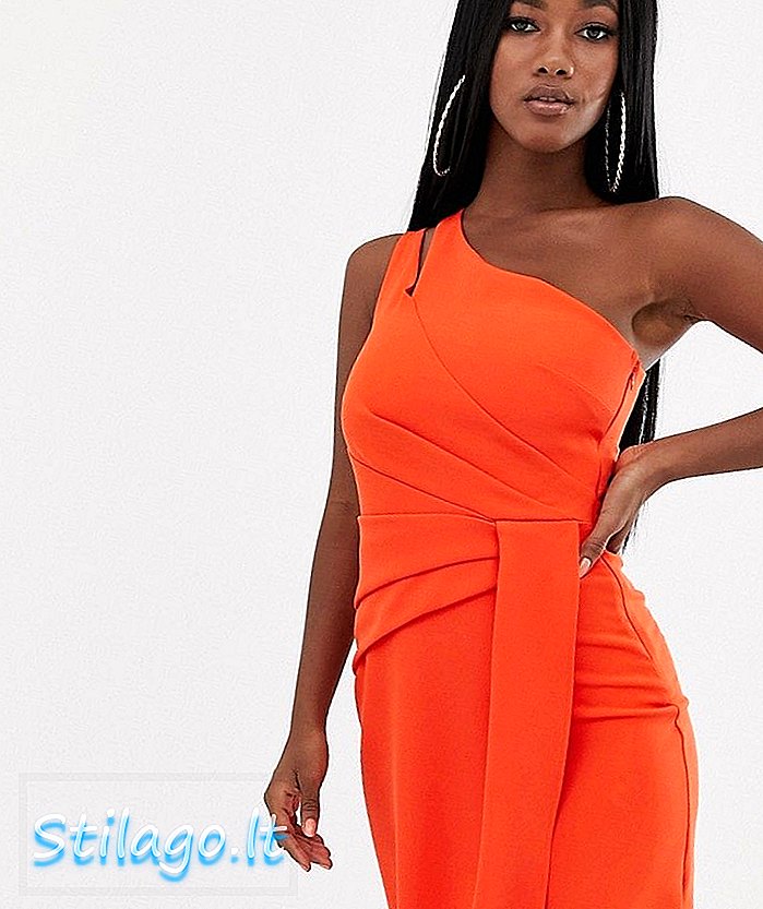 Váy midi một bên vai phù hợp với màu cam