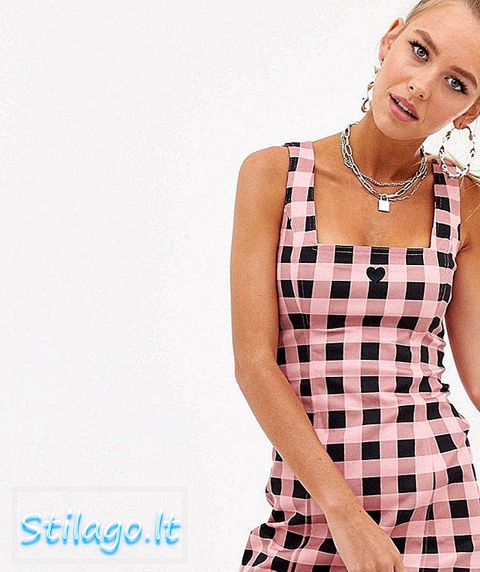 Lazy Oaf Kleid mit quadratischem Ausschnitt in Gingham-Pink