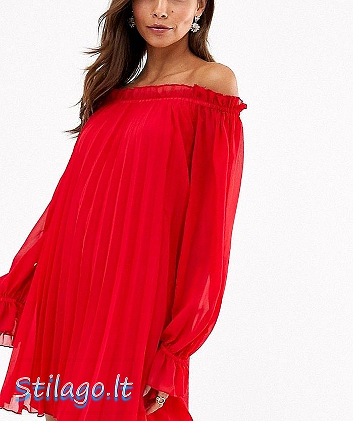 ASOS DESIGN משמלת מיני טרפז קפלים בכתף ​​- אדום