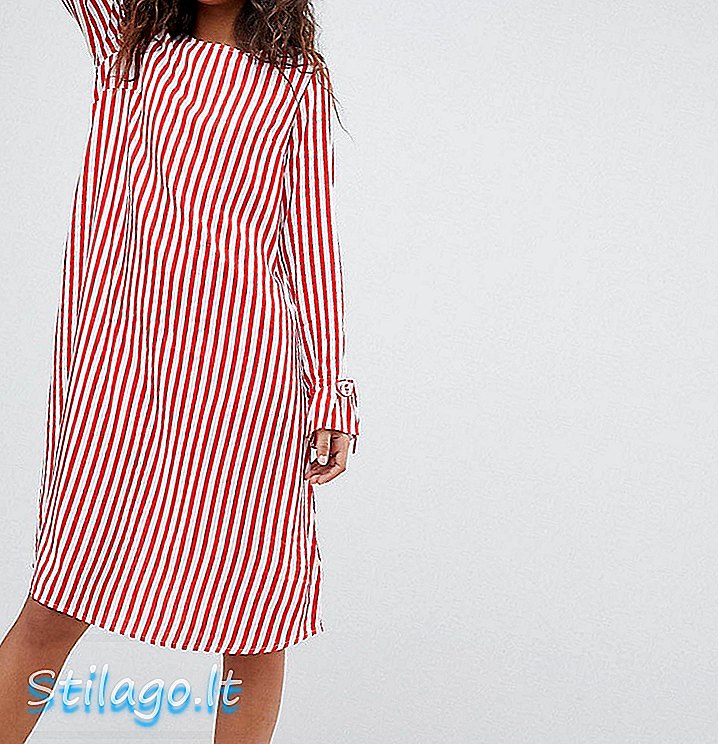 Y.A.S Tall Trey Striped Dress-rdeča