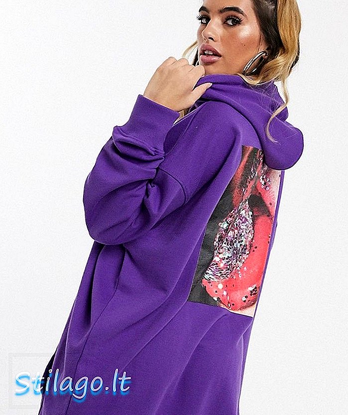 Robe à capuche Missguided avec dos graphique en violet