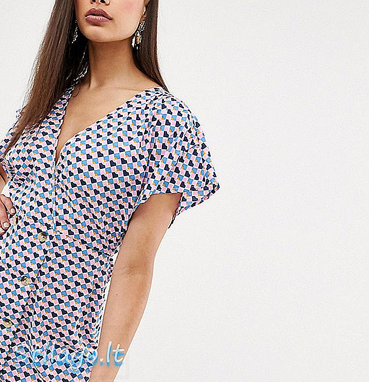 Boohoo обвиваща рокля с детайл на бутона в абстрактна щампа-Multi