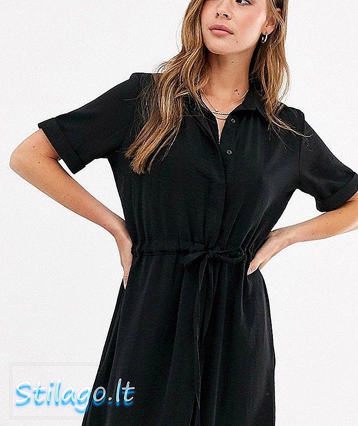 New Look vestido de camisa com detalhe de cintura em preto