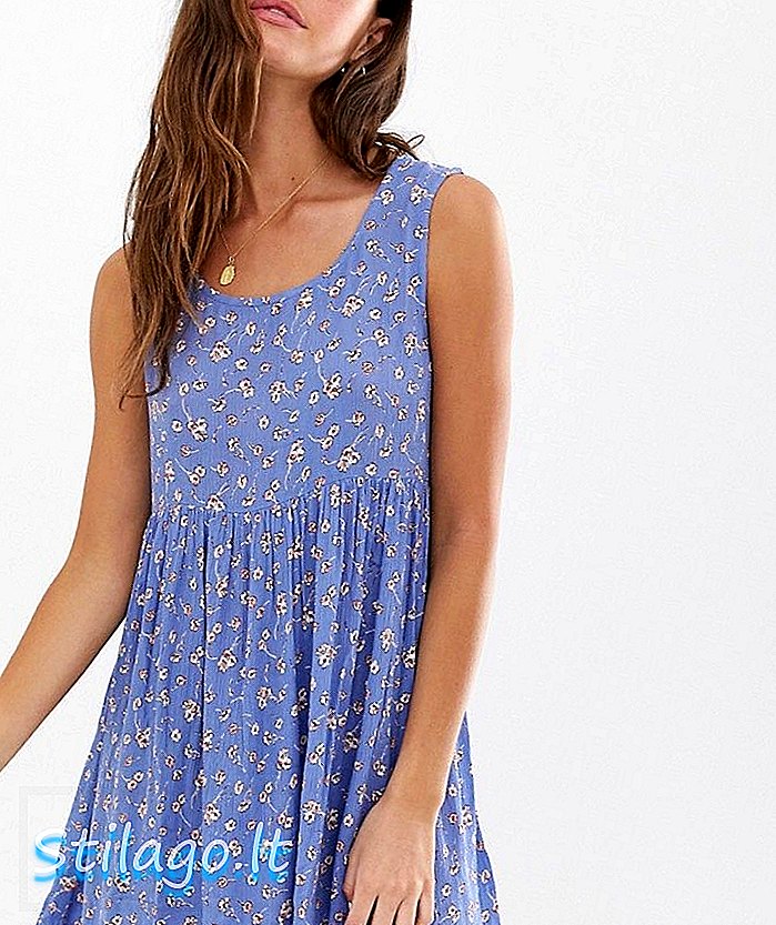 שמלת שמלת חלוק פרייה אמיצה עם הדפס פרחים עדינים-כחול