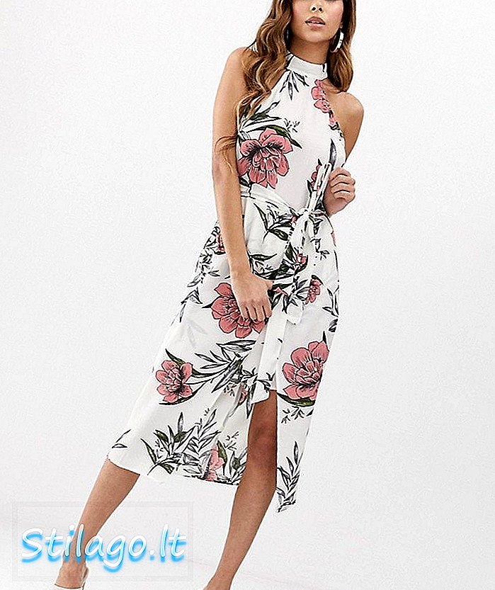 Rochie midi cu imprimeu Ax Paris alb-Multi