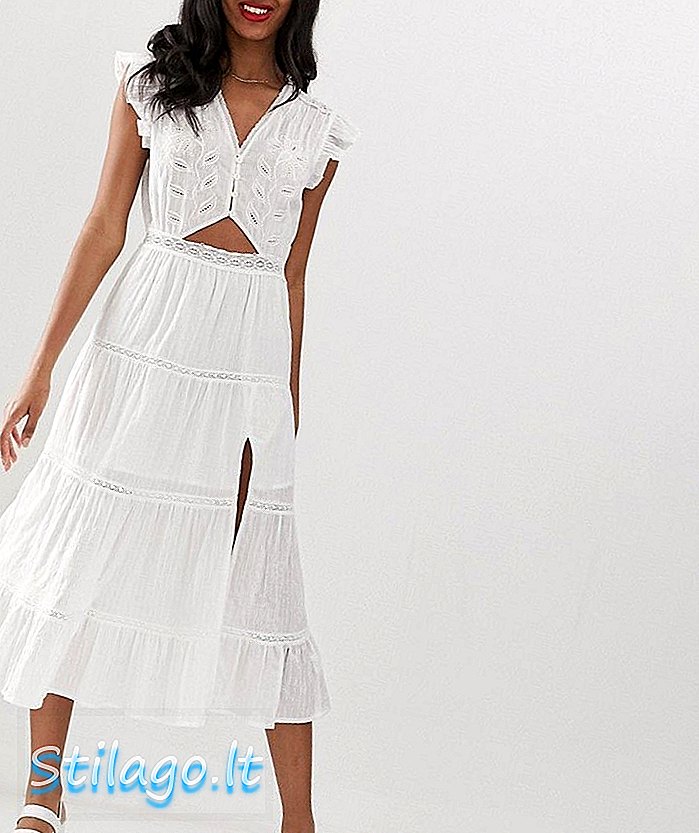 Sukienka maxi z wycięciem Rahi Desert Nessa - biała