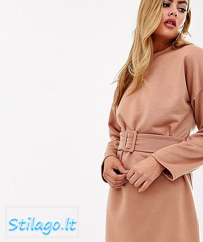 ASOS DESIGN Mini Kuşaklı Sweat Elbise-Kahverengi