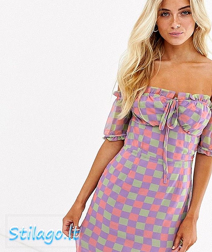 Elbűvölő mini tea ruha pasztell csekk-lila színben