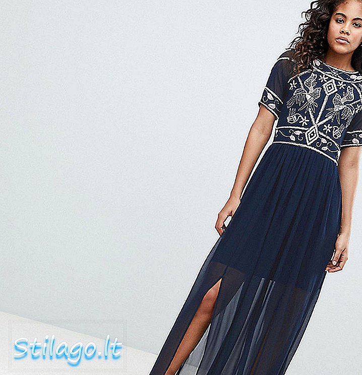 Frock And Frill Tall Διακοσμημένο Top Maxi Dress-Navy