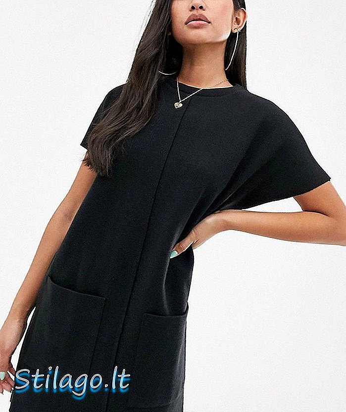 ASOS ڈیزائن سپر نرم بے نقاب سیون ٹی شرٹ لباس-سیاہ