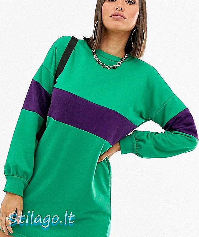 PrettyLittleThing liela izmēra sviedru kleita zaļā krāsā blokā-Multi