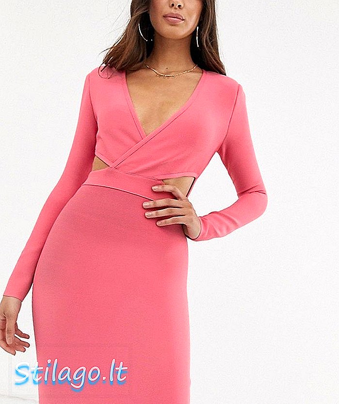 فستان Girlcode ضمادة الكتف باللون الوردي