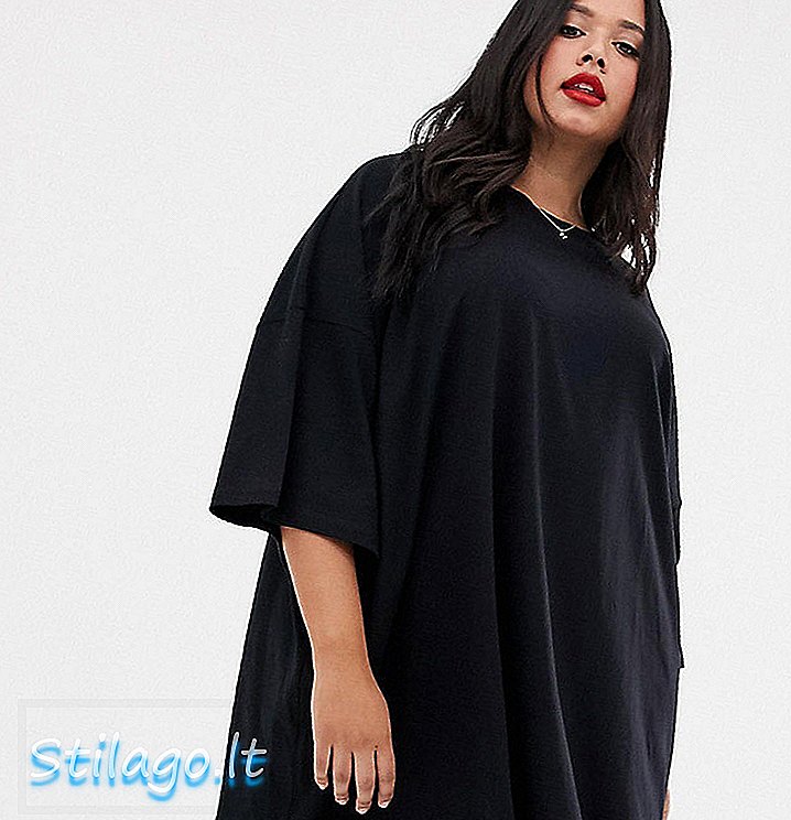 ASOS DESIGN Curve - Robe t-shirt oversize-Noir