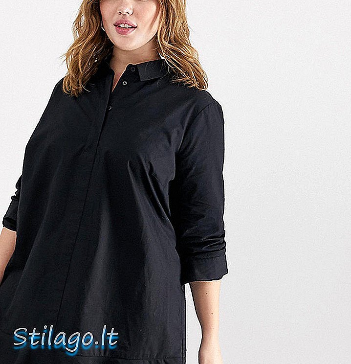 ASOS डिजाइन कर्व पेप्लम मिनी शर्ट ड्रेस-ब्लैक