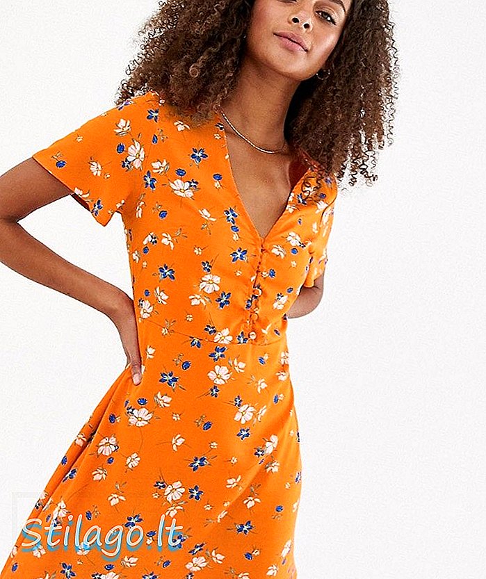Sukienka z guzikami New Look w pomarańczowym nadruku