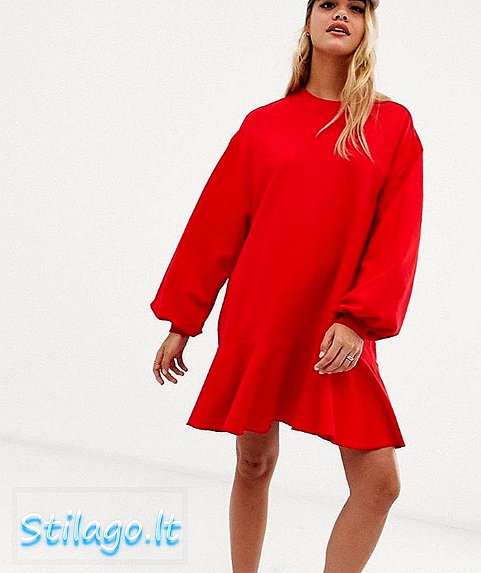 ASOS DESIGN super överdimensionerad svettklänning med pephem-Red