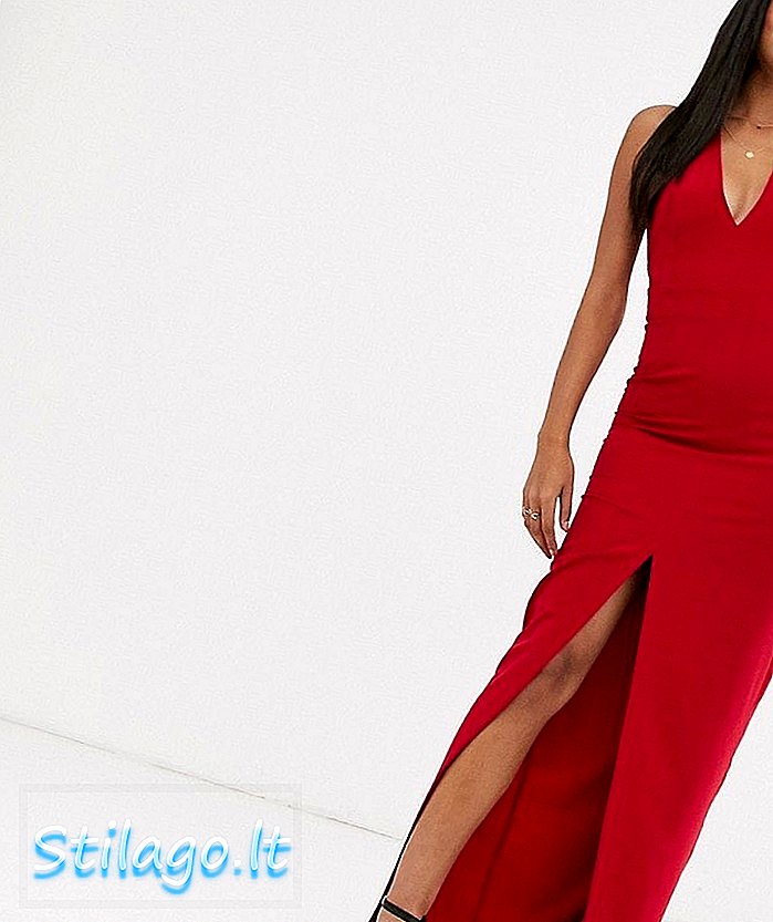 Vesper maxi-jurk met strik op de rug - Rood