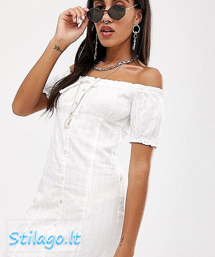 Bershka vestido de gola querida em branco