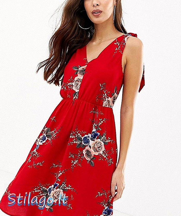 AX Paris strazdanota gėlėta suknelė - raudona