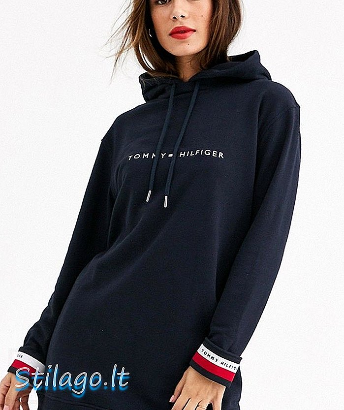 Tommy Hilfiger Corp logo áo hoodie-Navy