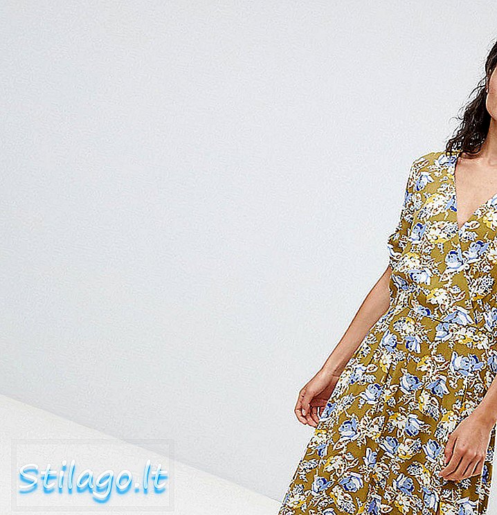 Чайное платье мидакси с цветочным манго в мульти
