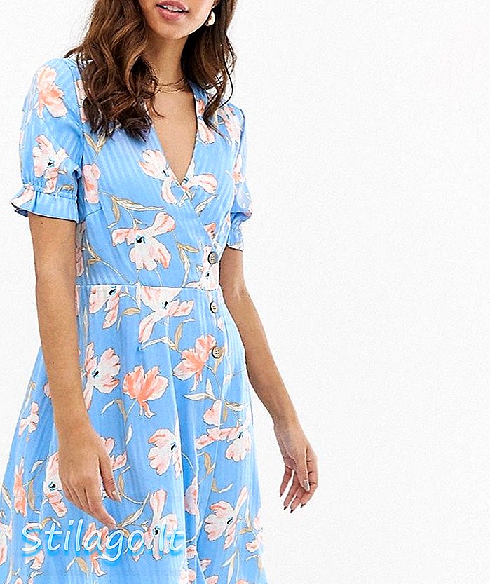 Чајна мини хаљина Веро Мода с цвјетним пругама-Мулти