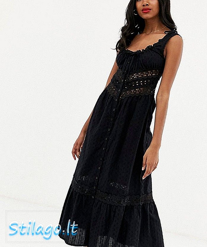 Koronkowa sukienka midi Rahi Topanga-czarna