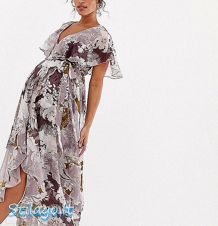 فستان ASOS DESIGN للأمومة من الخلف ذو حواف منسدلة من خليط الأزهار - Multi