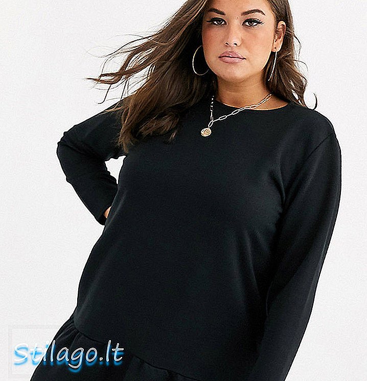 Siyah Boohoo Plus Basic Smock Sweat Elbise