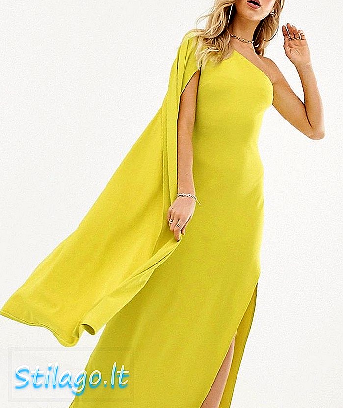 ASOS DESIGN bir omuz pelerin kollu maksi elbise-Sarı