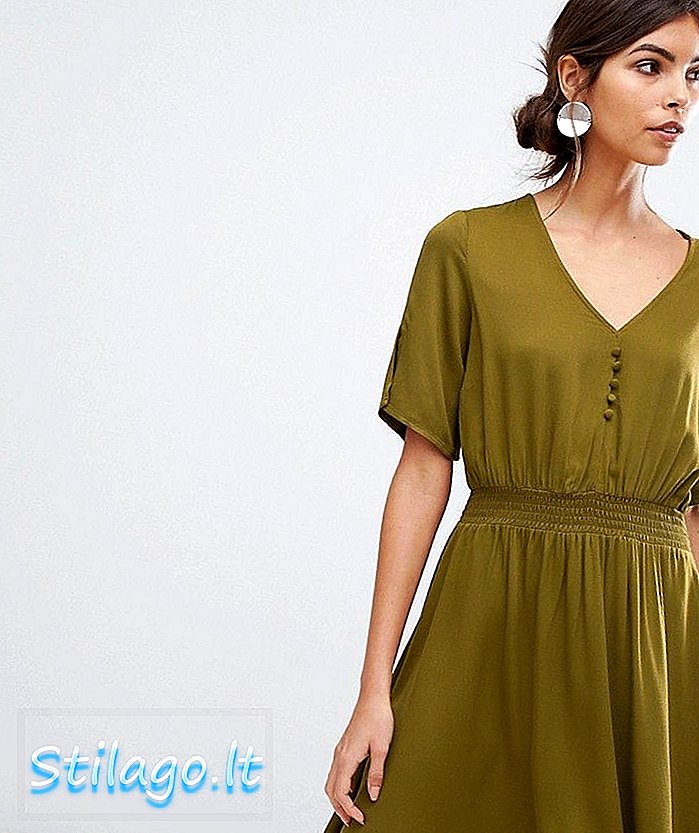 Vestido midi Y.A.S con cintura elástica verde