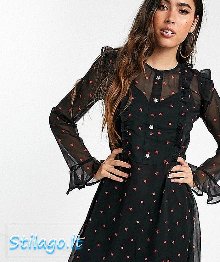 Міні-чайна сукня Рівер-Айленд з деталями, що балакають чорним принтом