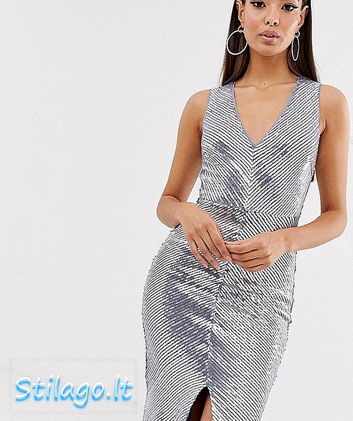 „Girlcode chevron“ skydelio midi suknelė iš sidabro