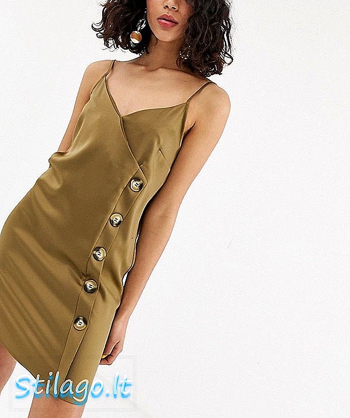 Cmi River Dress cami šaty s asymetrickým gombíkovým detailom v khaki-zelenej