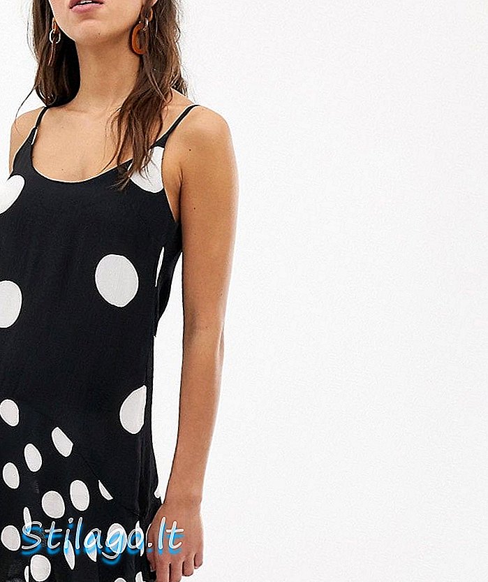 River Island cami slip-klänning i blandad polka dot-Multi