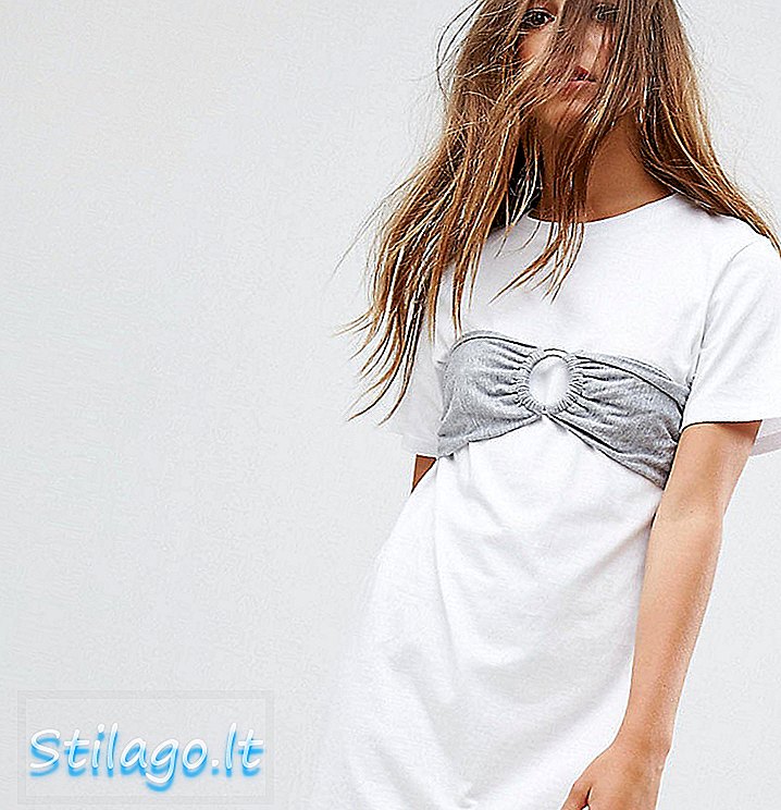 Vestido de t-shirt oversize Urban Bliss Petite com sutiã Top-Branco
