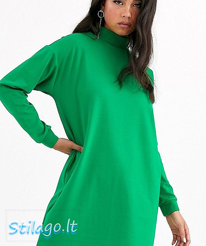 Бучна мајица кратке хаљине-зелена