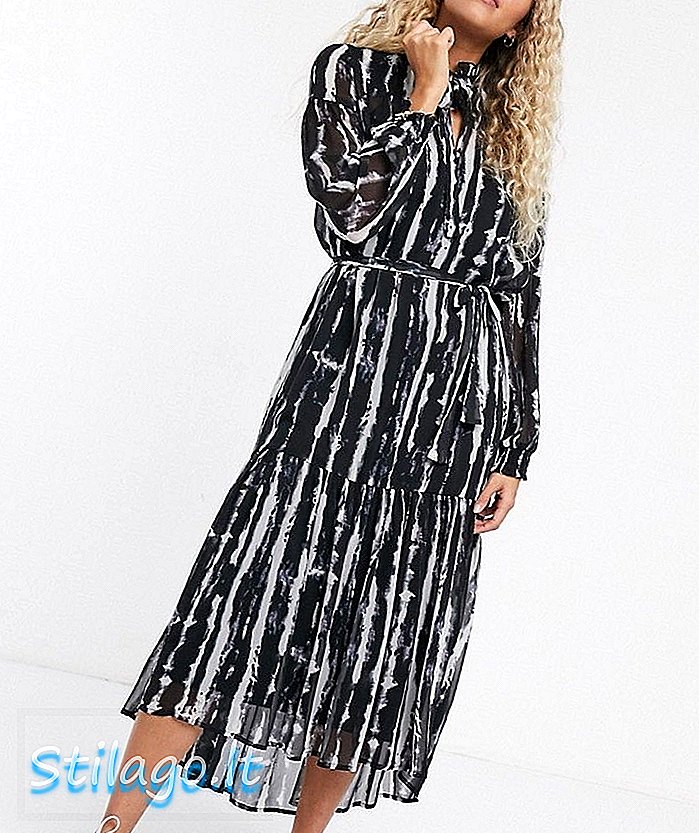 Only Tie dye maxi-jurk met hoge hals - Multi