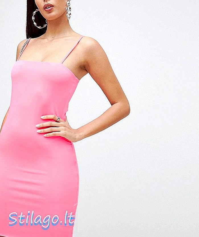 ASOS DESIGN gaun mini neon slip-Pink