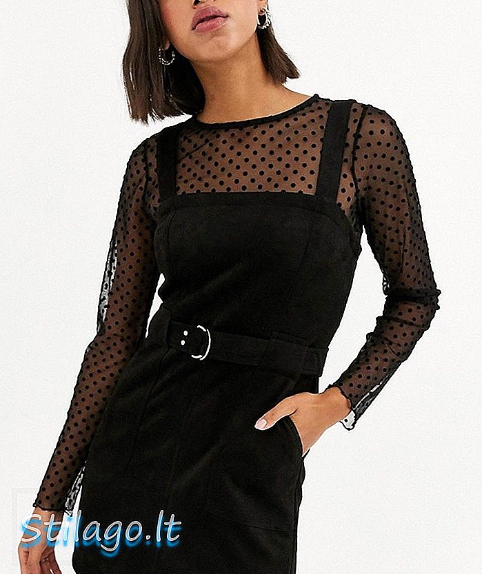 Mini vestido com cinto Bershka em preto