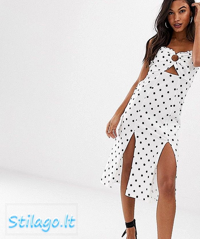 ASOS DESIGN - Robe d'été bandeau mi-longue avec détail de bague à pois - Multi