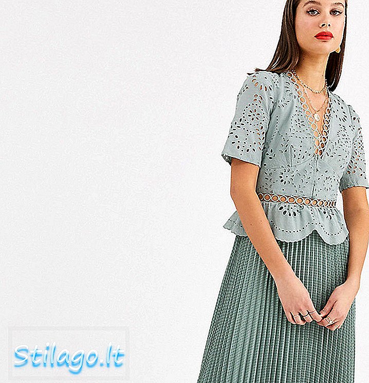 ASOS DESIGN - Vestito da tè midi a pieghe sul davanti con bottoni a pressione alti-Verde