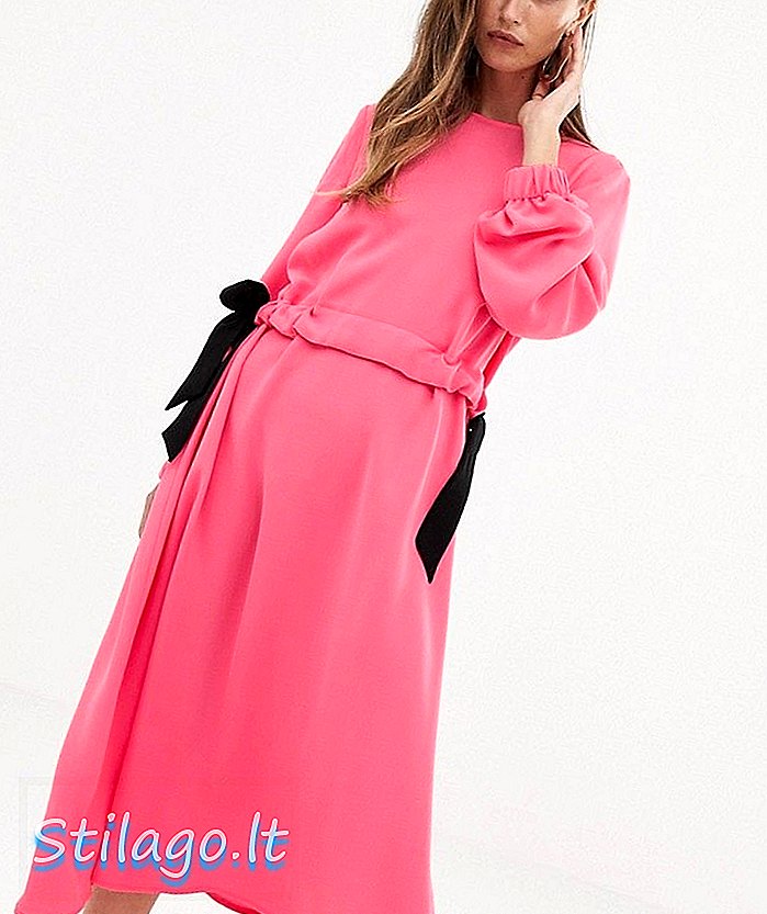 ASOS DESIGN marszczony uchwyt na sukience midi w neonowym kolorze Multi