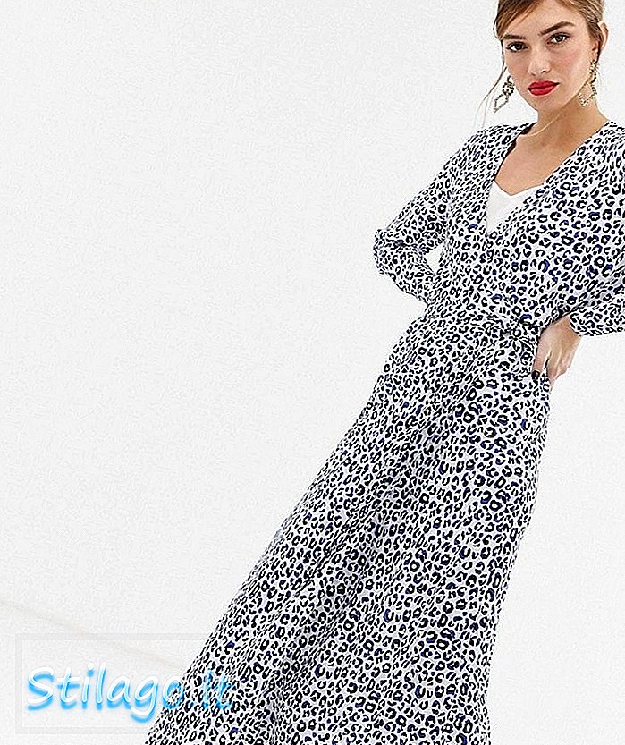 Custommade Maddie wrap-klänning i leopardprint-Multi